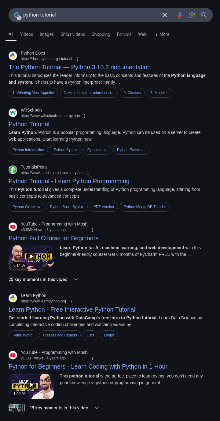 谷歌Python搜索结果
